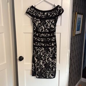 Tadashi Shoji Black and White Midi Dress